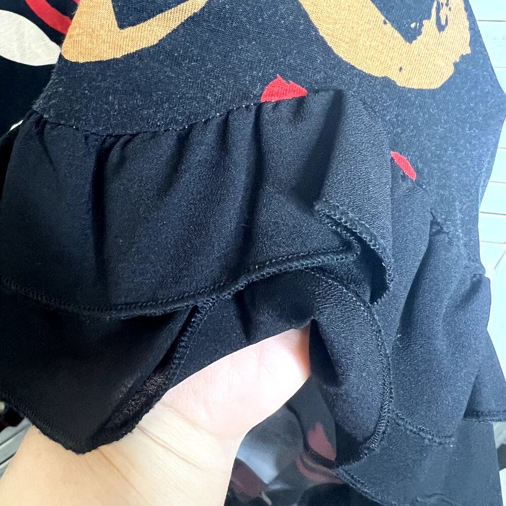 LOGO by LORI GOLDSTEIN Women's Printed Oversized Drop Shoulder Top Black Floral - Picture 9 of 11